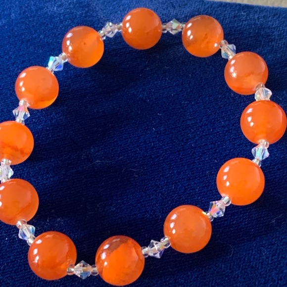 Gorgeous Amber/Crystal Necklace/Bracelet set - Picture 4 of 5